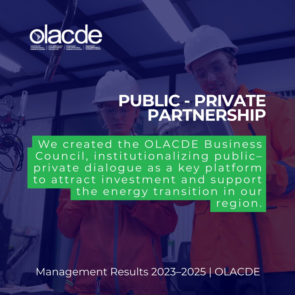 Management Results 2023–2025

#OLACDE begins a new management cycle reaffirming its commitment to a more integrated, sustainable, and cooperative region. Under the leadership of Executive Secretary Andrés Rebolledo Smitmans, the Organization strengthened its role during the