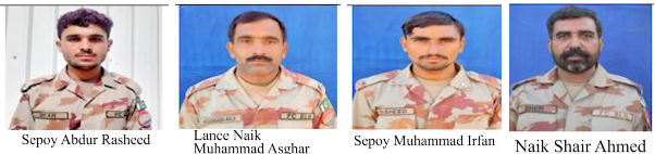 NISHANEHAIDER's tweet photo. Remember &amp; Salutes - Sons Of Soil - 1st April
* Naik Shair Ahmed Shaheed
* L/Nk Muhammad Asghar Shaheed
* Sepoy Muhammad Irfan Shaheed
* Sepoy Abdul Rasheed Shaheed
#1stApril2023 #PakIranBorder #FC https://t.co/exWriEhGxw