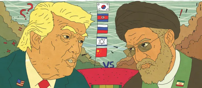 NKResearcher's tweet photo. As a scholar of #NorthKorea's political institutions, I might be too strict here, but Kyonghyang's comic artists for Song Du Yul's column keeps getting the #NorthKorean flag wrong. No white stripes, blue stripes way to thick. https://t.co/sgyoPzDdIy