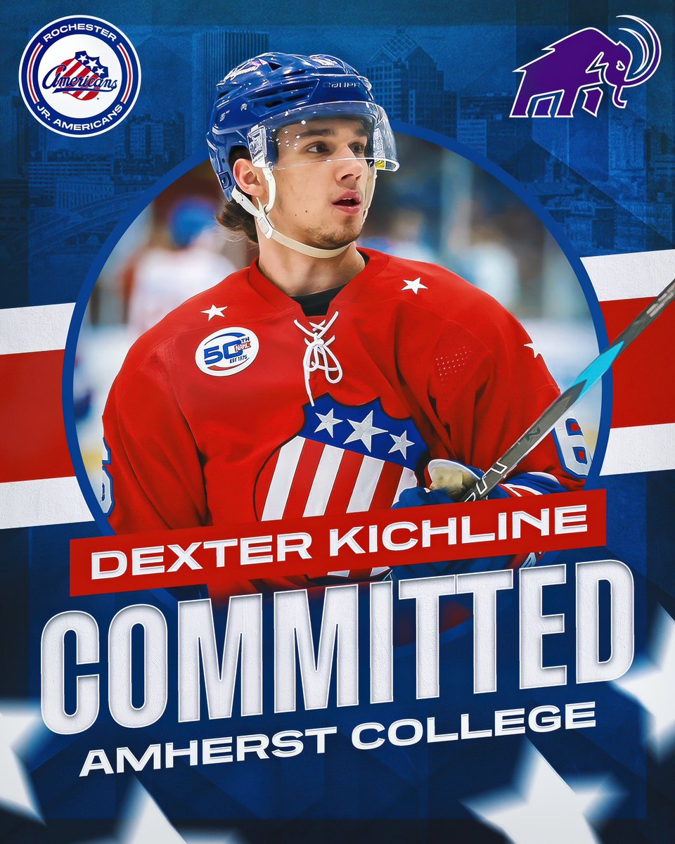 JrAmerksNAHL's tweet image. 𝐓𝐇𝐄 𝐂𝐀𝐏𝐓𝐀𝐈𝐍 𝐇𝐀𝐒 𝐂𝐎𝐌𝐌𝐈𝐓𝐓𝐄𝐃!!!

Congratulations to Jr. Americans defenseman Dexter Kichline for committing to Amherst College to play NCAA hockey! Kichline has been a Jr. Americans legend in every sense of the word.

Way to go Dex, well-deserved! #LetsGetRowdy
