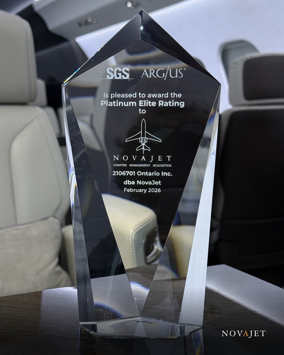 flyNovaJet's tweet photo. NovaJet Aviation Group is proud to announce that we have achieved the ARGUS Platinum Elite Safety Rating, the highest level of safety accreditation in private aviation. 

https://t.co/D3VhsSd6H8 https://t.co/kZinvWM6pT