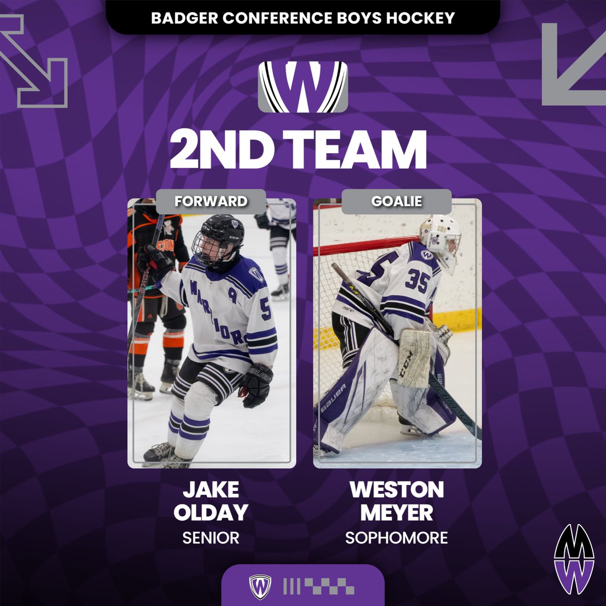 Congratulations to Jake Olday &amp; Weston Meyer on earning 2nd-team all-conference honors in boys hockey!