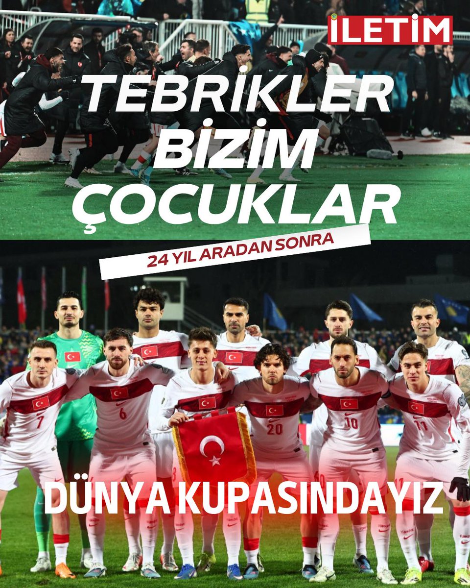 DÜNYA KUPASINDAYIZ 🏆🇹🇷

A Milli Futbol Takımımız, 24 yıl aradan sonra Kosova’yı mağlup ederek Dünya Kupası’na katılmaya hak kazandı.

#Türkiye #millitakım #Dünyakupası