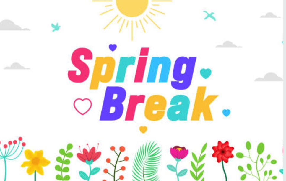 Venicereddevil's tweet photo. School will not be in session for Spring Break beginning Thursday, April 2 through Monday, April 6.  Students and staff will return to school on Tuesday, April 7.  Have a great Spring Break! https://t.co/gkpdld9Axp