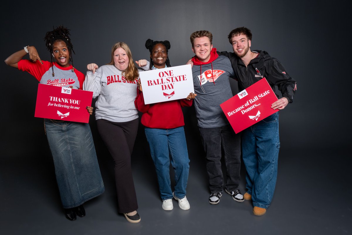 BallStateAlumni's tweet photo. IT'S FINALLY HERE! IT'S ONE BALL STATE DAY, CARDINALS 🎉

Today is about celebrating Ball State University and making a lasting difference for the future generations of Cardinals. ❤️

Make your impact today: https://t.co/nYqBptzBXY

#OneBallState #Becauseofballstate https://t.co/GLV9oNMirR