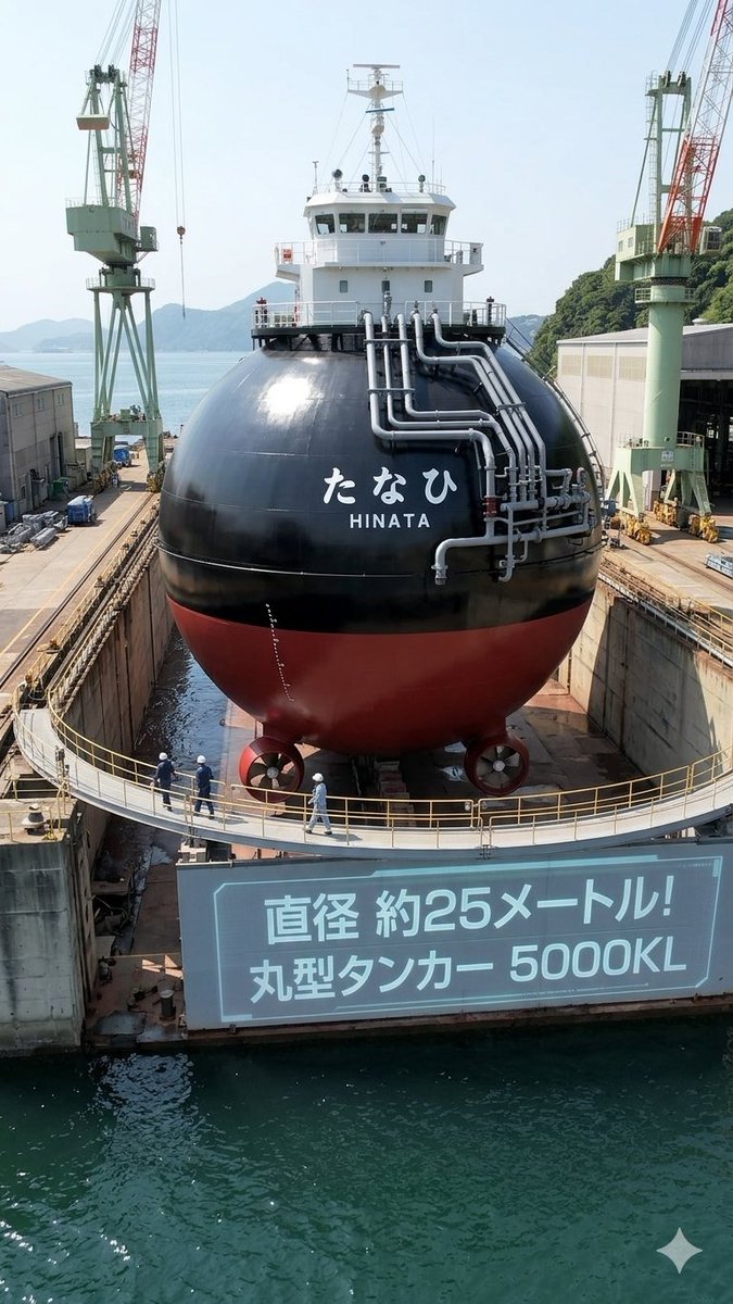 【世界初、作っちゃう…？🚢】
当社では現在「丸いタンカー」の開発を検討中！
国内で丸型船はタグボートとして活躍し、賞も獲った実績もあります。
…が、課題が山積み😭
❌ 着けられる港がない
❌ 燃費がものすごく悪い
❌ 6ノット（自転車並み）しか出ない
応援、お願いします…！笑