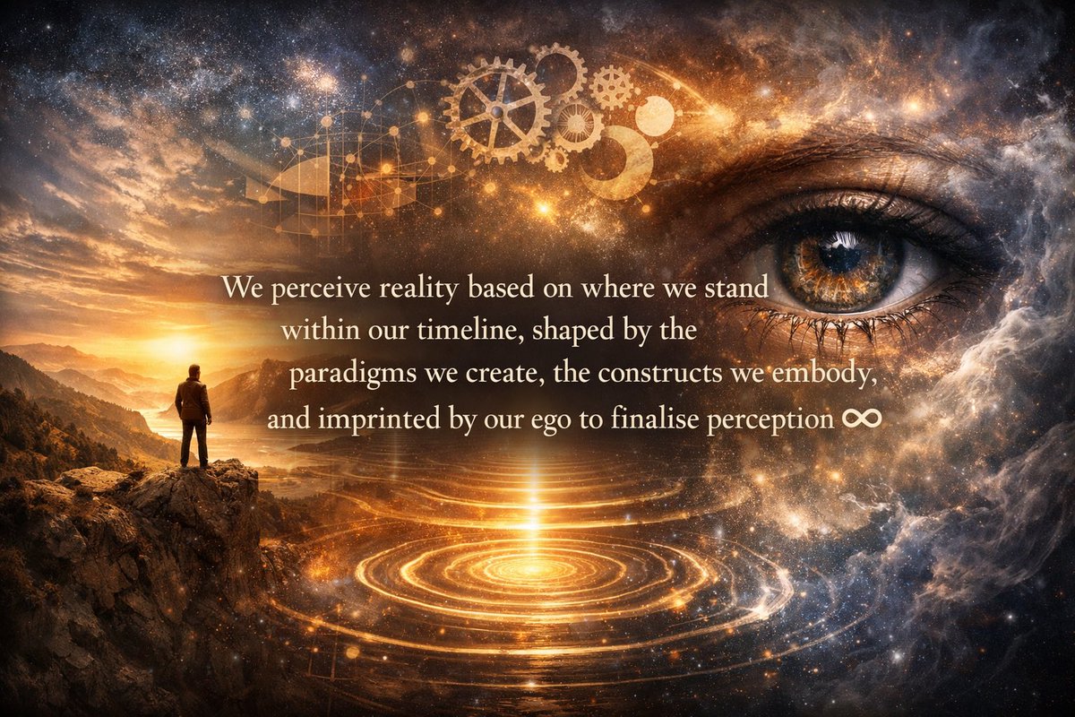 We perceive reality based on the location we stand within our timeline, shaped by paradigms we create, the constructs we embody, and all imprinted by our ego to finalise the imprint ∞