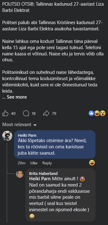 jousious's tweet photo. Ma olen loodud ühiskonda vältima, aga ma olen sunnitud nägema, kuidas Politsei Otsib lehel kadunud inimese välimuse üle nalja visatakse. https://t.co/eKpQQxQvk1