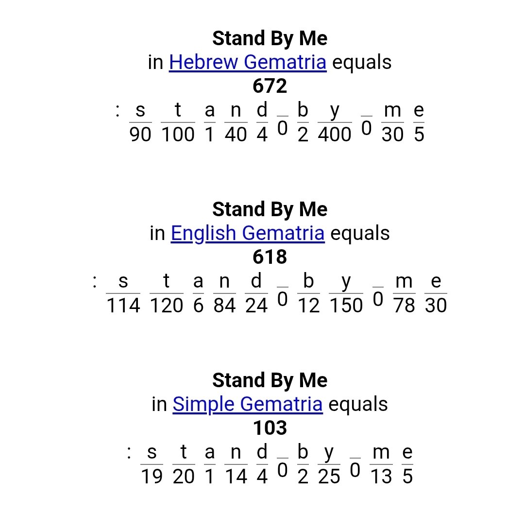 XFamily369's tweet photo. "Stand By Me" gematria calculator 

XRP Boom   💥 

The Golden Age https://t.co/m8SvuqrAuA