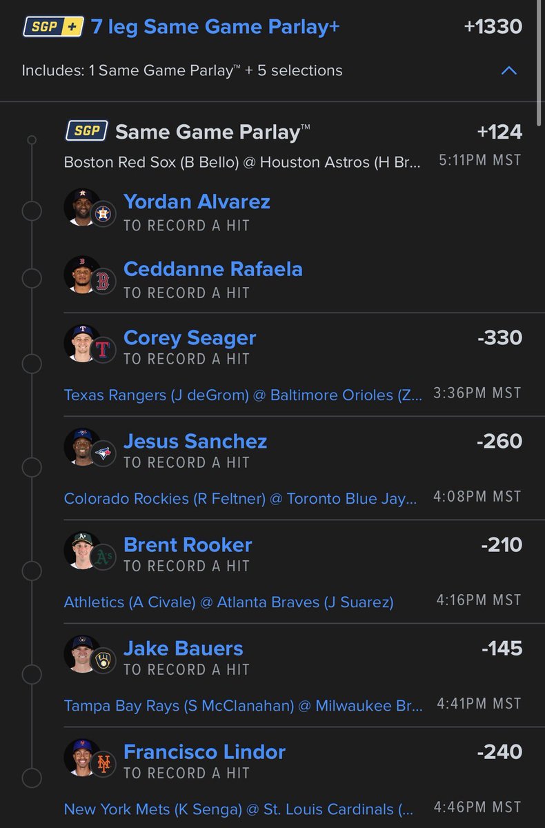 KnowBallPicks's tweet photo. MLB HIT LOTTO ⚾️

Who sells this?!

#Parlay #SportsBetting #MLB https://t.co/iWg3urm7P2