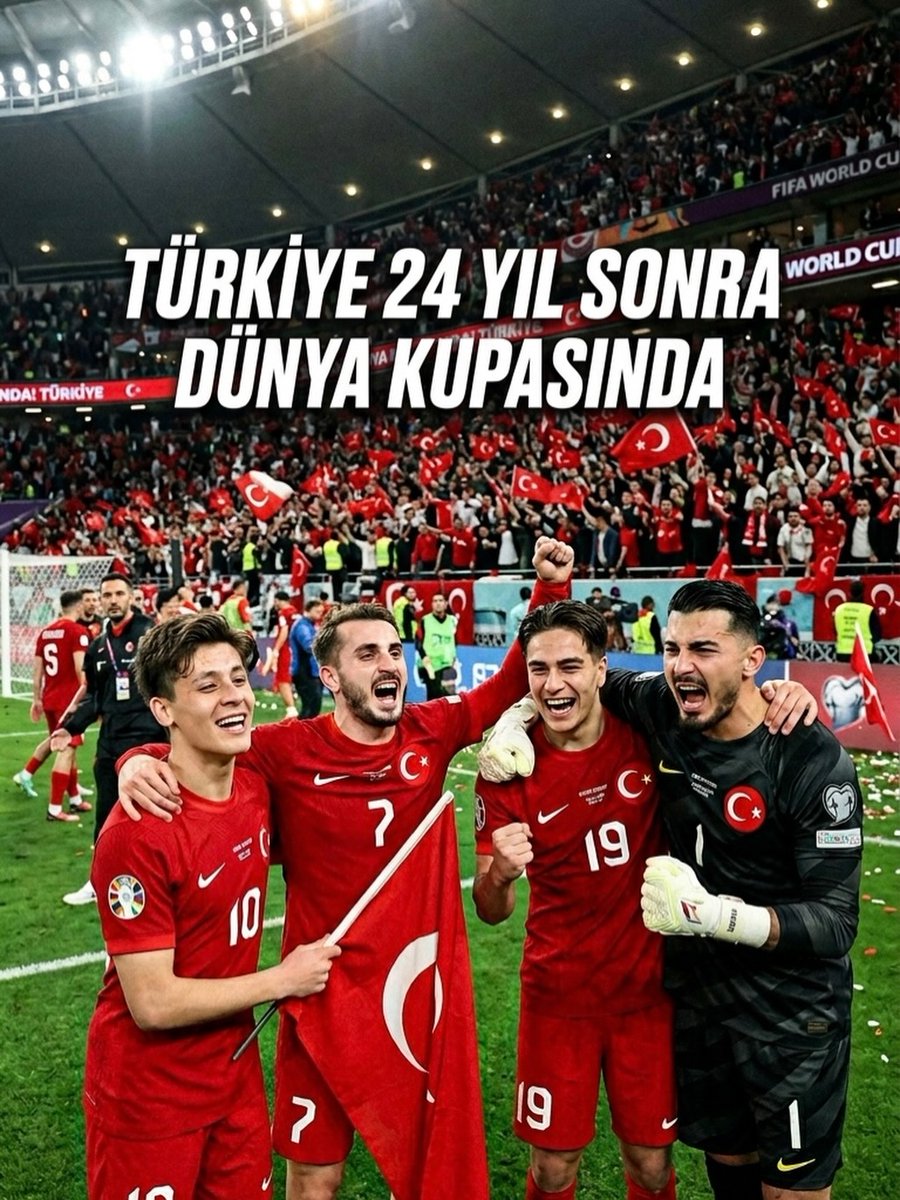 asmindilara's tweet photo. 🇹🇷 Türkiye Milli Takımı 
24 yıl sonra Dünya kupasına katılmayı başardı !

#türkiye
#bizimçocuklar   
#millitakım  #dünyakupası2026 https://t.co/FlhiPz6OXJ