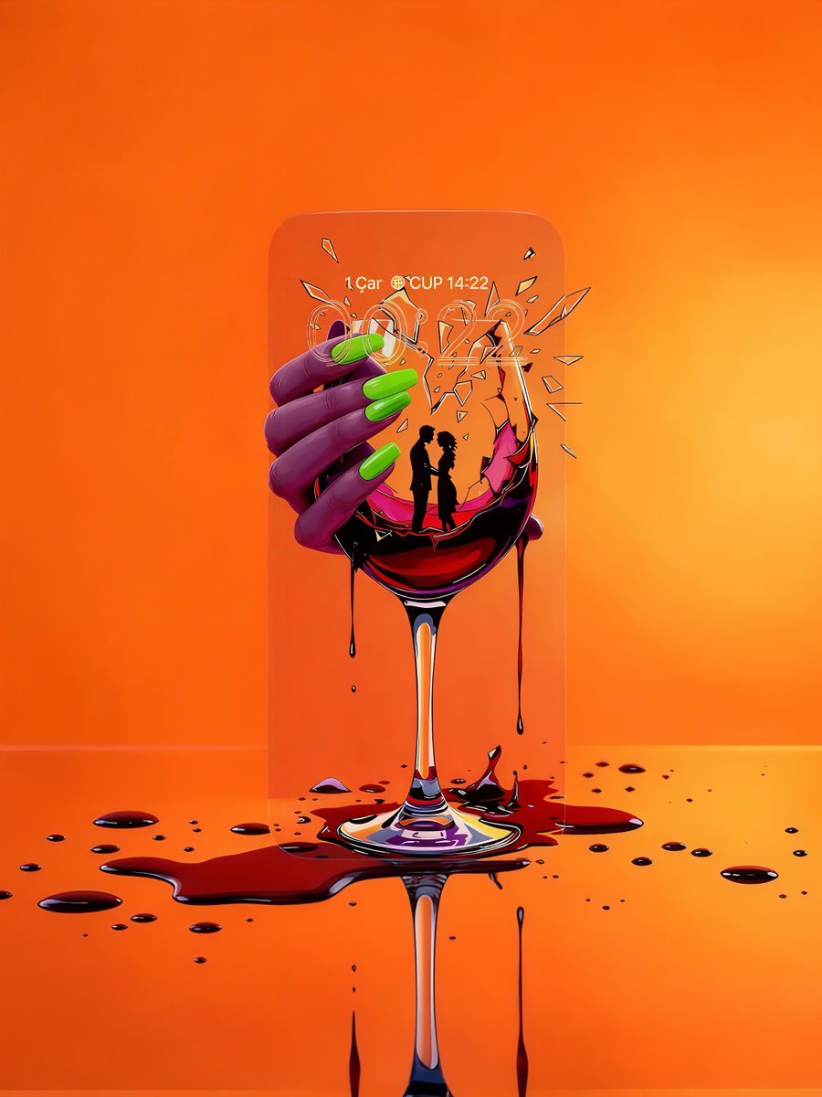 WallSpireX's tweet image. 🩸 Fragile yet powerful 🍷✨ Two souls reflected in broken glass—love, tension, and passion collide. A visual echo of intimacy and fragility. #4k #Abstract   #Emotions #phonewallpaper