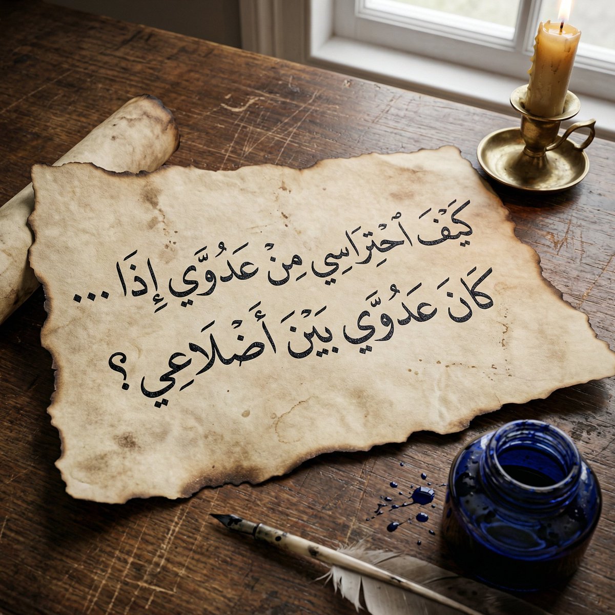 ThatOnnnne's tweet photo. "كَيفَ احتِراسِي مِن عَدُوّي إِذا ... كانَ عَدُوّي بَينَ أَضْلاعِي؟" https://t.co/hgKoC0Hjsz