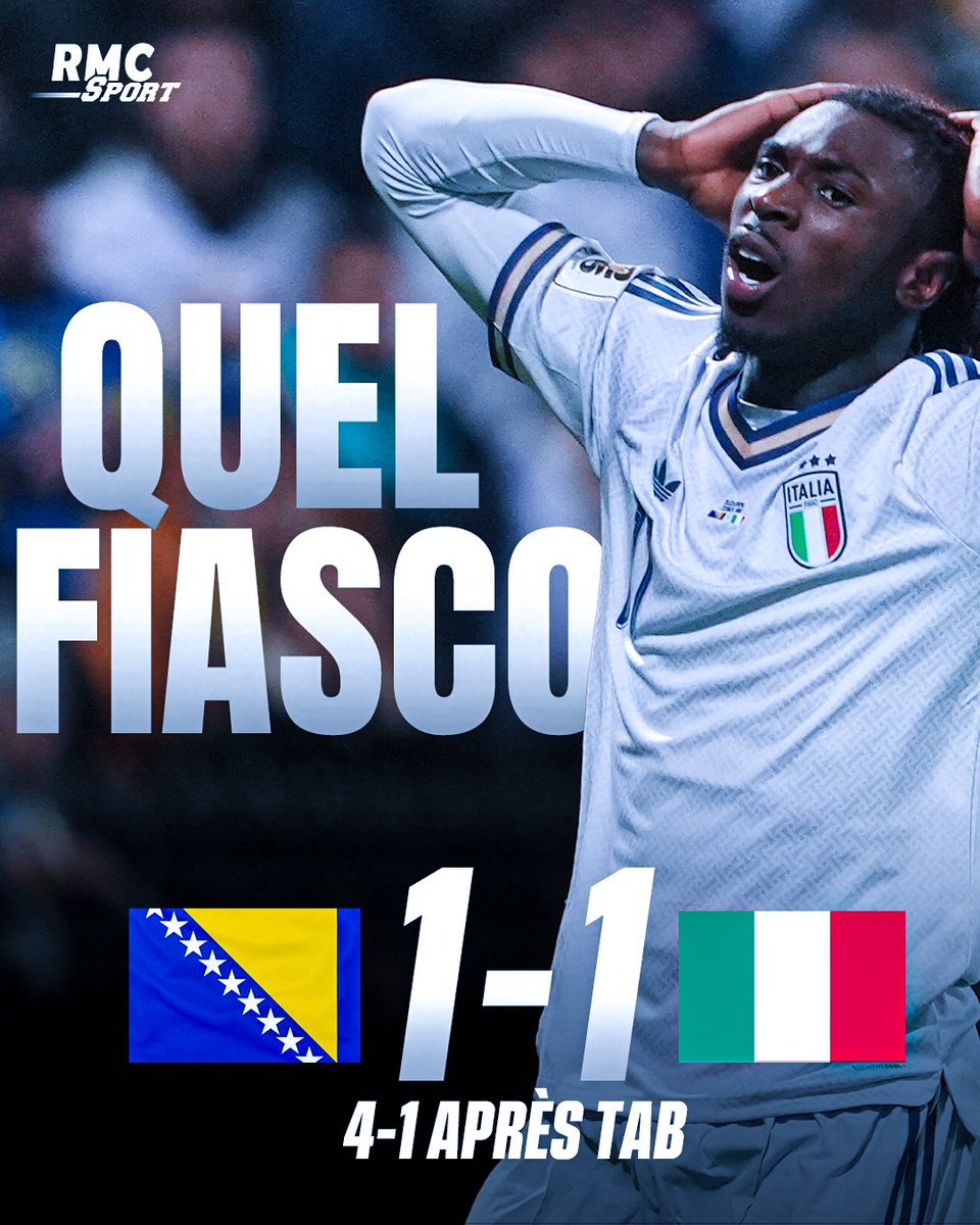 FredANDOU9983's tweet photo. Pour la 3e fois d'affilée, L’Italie ne jouera pas la phase finale d'une coupe du monde de football. https://t.co/pLJCsHpGs9
