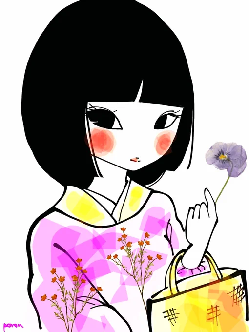 おはよー #イラスト #女の子 #ファンシー #レトロ