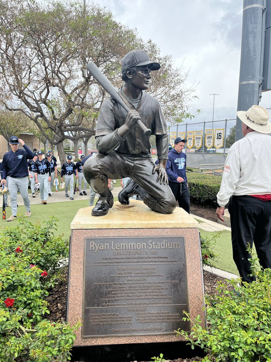 DgsBaseball's tweet photo. Today the Mustangs got to learn who the man behind the name of the Ryan Lemmon Tournament was. We visited Ryan Lemmon Stadium and got to take BP before our game! https://t.co/Pm9gFeoeBt
