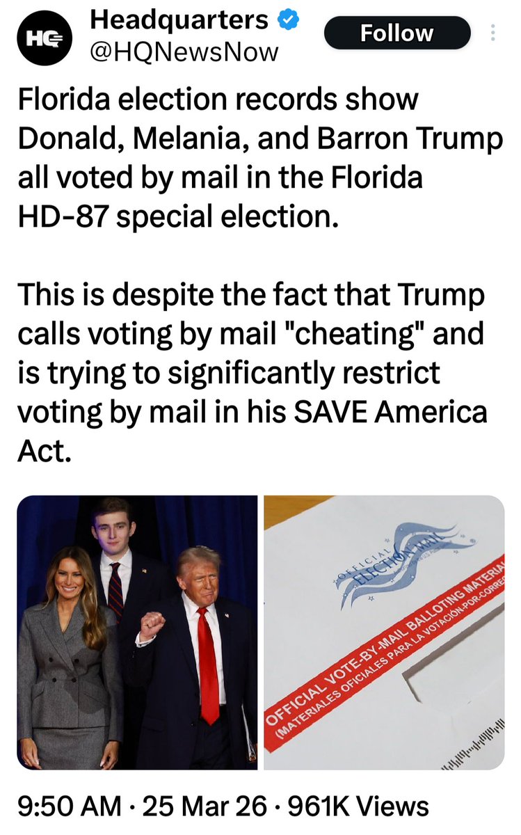Will_Chrs's tweet photo. @marceelias @Cmb30550583 Funny how he waits until his family votes by mail to do it. https://t.co/CfSafxBsYB