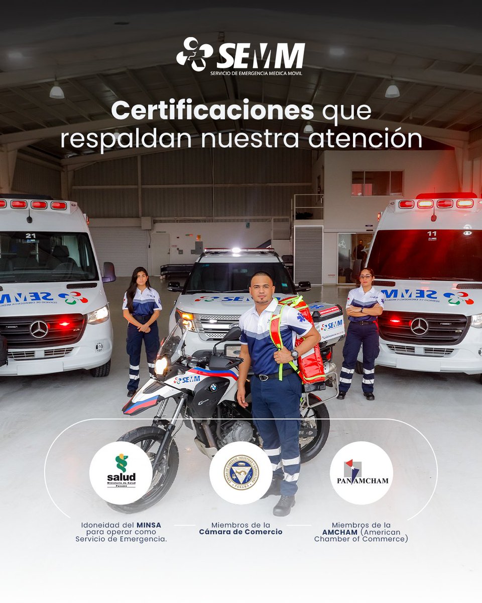 Cuidar de ti es una responsabilidad que tomamos con el mayor nivel de exigencia.
Nuestras certificaciones respaldan cada atención, cada traslado y cada decisión médica.
En SEMM, la confianza se construye con hechos 💙