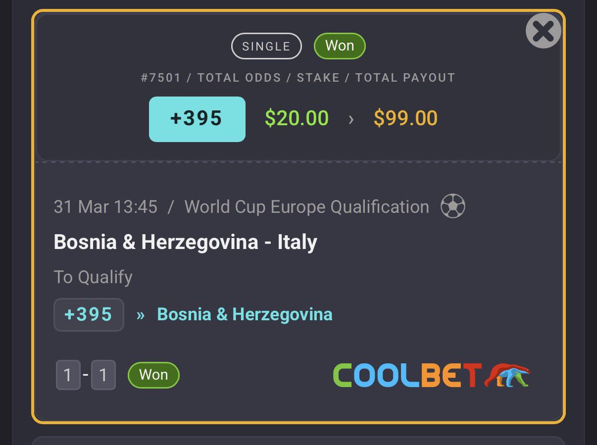hustlerama's tweet photo. ITALY OUT 💰💰💰@CoolbetCanada https://t.co/wHGA00vejm
