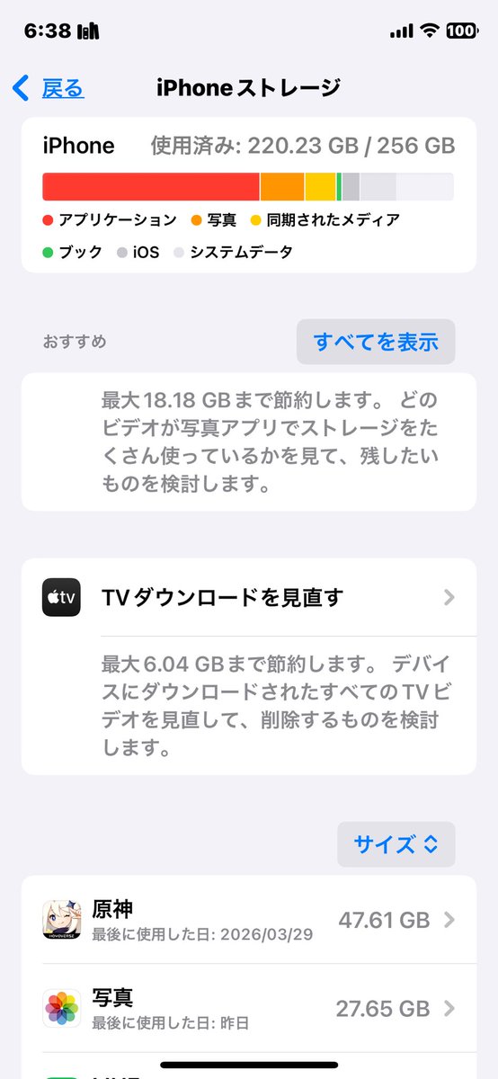 そろそろまずいですぅ！
でもiPhone買い替えはまだXSだし、なによりハンドメイドで作っていただいたスマホカバー使ってるから、また再依頼するのも申し訳なくてなんとか空き容量あけたい...