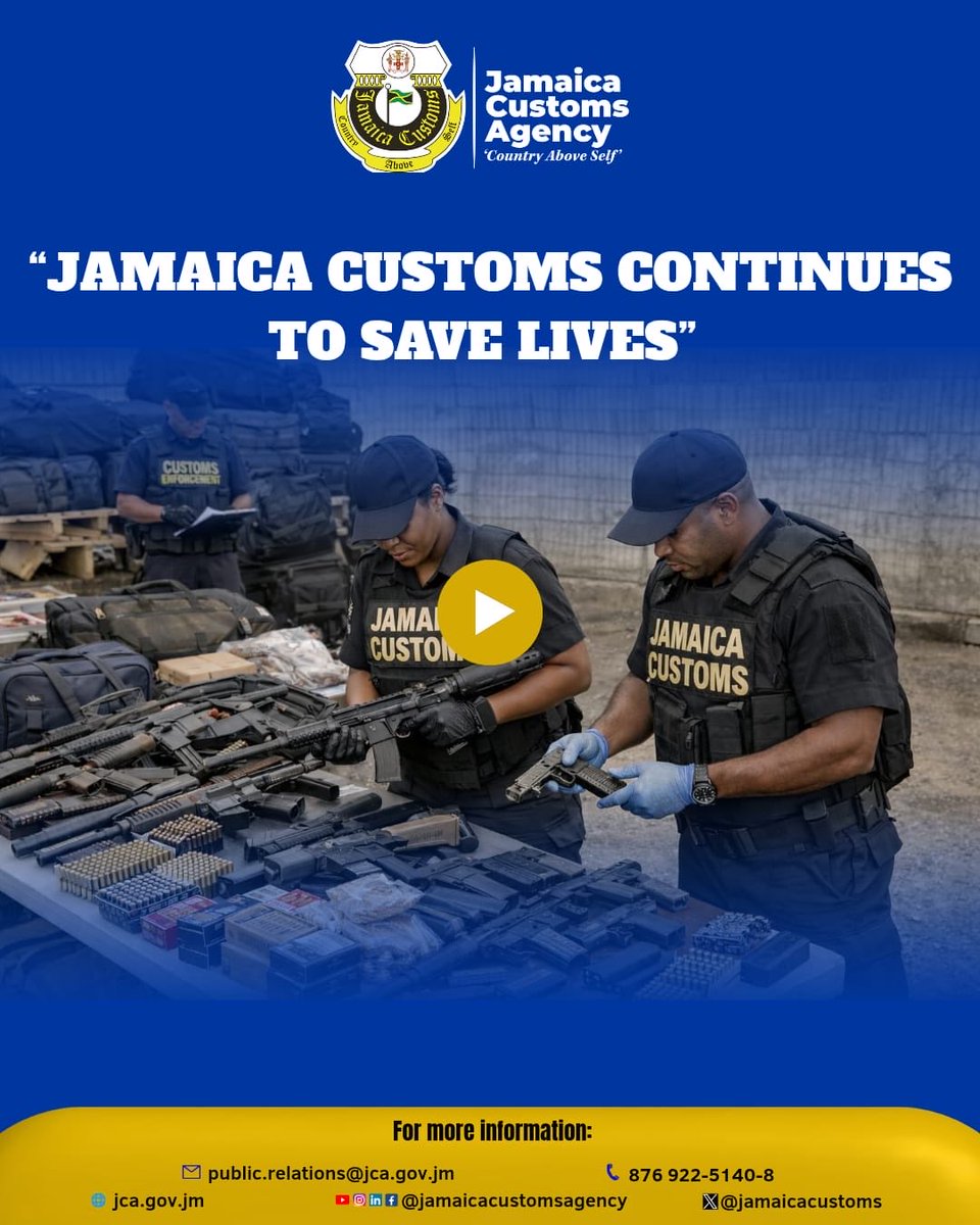 jamaicacustoms's tweet image. Every firearm seized is a life potentially saved. Jamaica Customs is on the frontlines, protecting our borders, stopping illegal guns, and keeping our communities safer every day. #BorderSecurity #GunSeizures #JamaicaCustoms