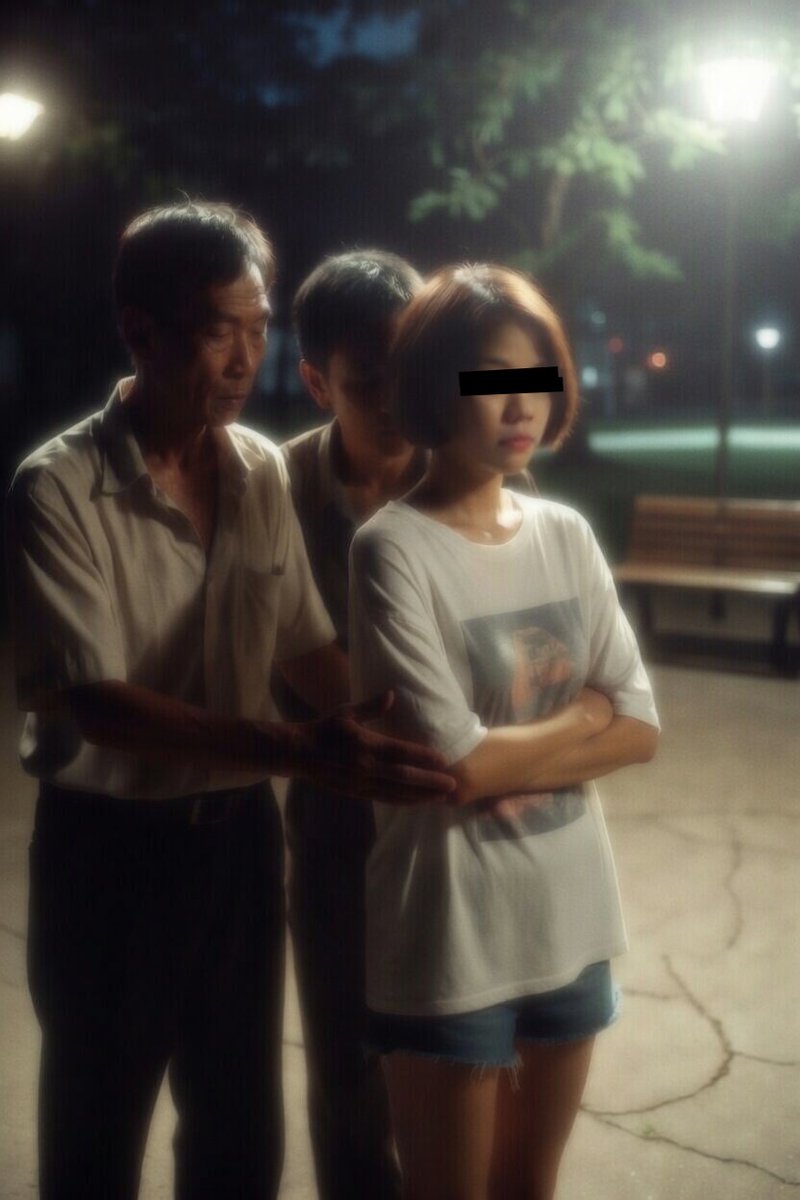 Amber19950106's tweet photo. 我為了早一點到家，選擇走了一條不常走的公園小徑 天已經黑了，路燈昏黃 突然兩個中年男子從樹叢後走出來擋住我去路 一個笑嘻嘻搭訕「小姐一個人啊？要不要哥哥送你回家」 另一個直接伸手摸我手臂，還往我胸口靠過來 我嚇到腿軟，心跳狂跳 想跑卻��他們輕鬆圍住 他們的眼神越來越色，呼吸也越來越重 我該怎麼辦…… 現在還被他們堵在公園長椅旁，手已經開始往我裙子底下伸
I wanted to get home earlier so I took an unfamiliar park path It was already dark, streetlights dim Suddenly two middle-aged men stepped out from behind the bushes blocking my way One smiled and flirted “Miss walking alone? Want big brother to walk you home?” The other directly grabbed my arm and leaned in toward my chest I was so scared my legs went weak, heart pounding wildly I wanted to run but they easily surrounded me Their eyes grew more lecherous, breathing heavier What should I do… Now I’m trapped beside a park bench, one of their hands already reaching under my skirt