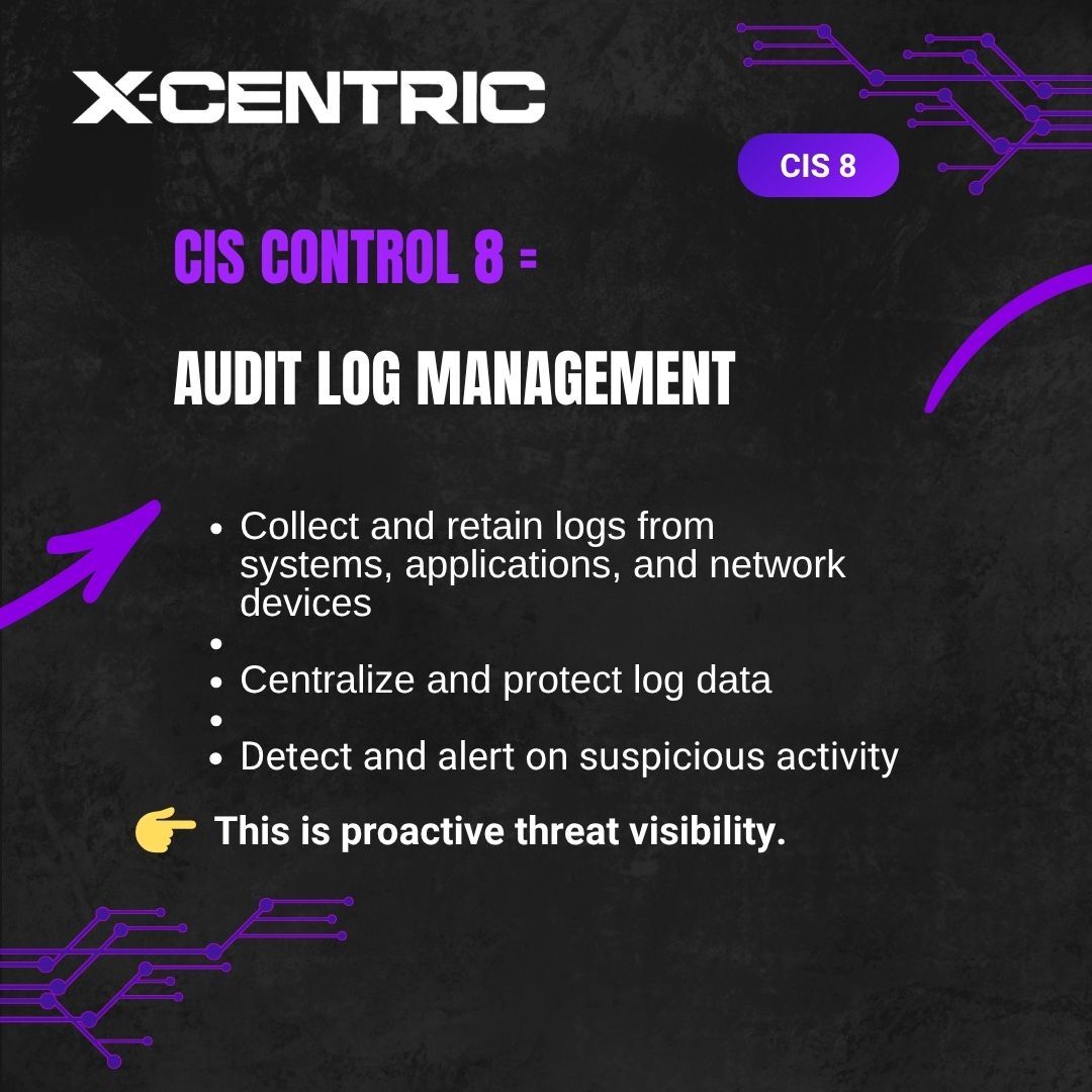 x_centric's tweet photo. If you're not logging it, you're missing it. 🔍 CIS Control 8 is about Audit Log Management — the foundation of threat detection and incident response. 

Swipe through to see why visibility starts with your logs. 

POST 1 of 2

#CyberSecurity #CISControls #SecureHabits https://t.co/j7inkvLxob