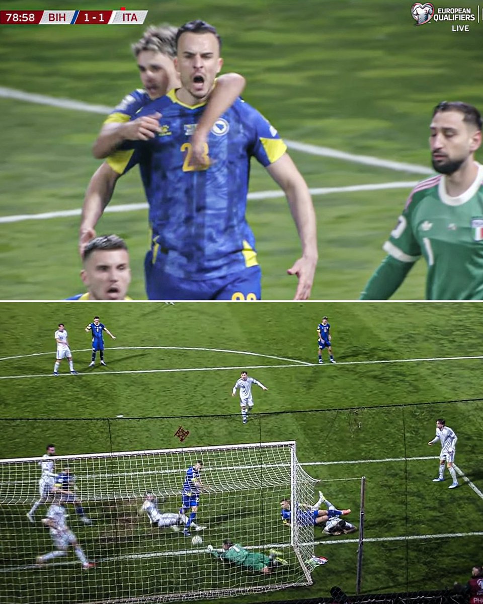 InfosFrancaises's tweet photo. ⚽️ MONDIAL 2026 : Nouveau fiasco pour l'Italie, qui échoue à se qualifier à la Coupe du monde de football pour la troisième fois d'affilée, battue par la Bosnie-Herzégovine aux tirs au but, aux barrages. #BosniaItalia #BIHITA https://t.co/U4TntSEyYK