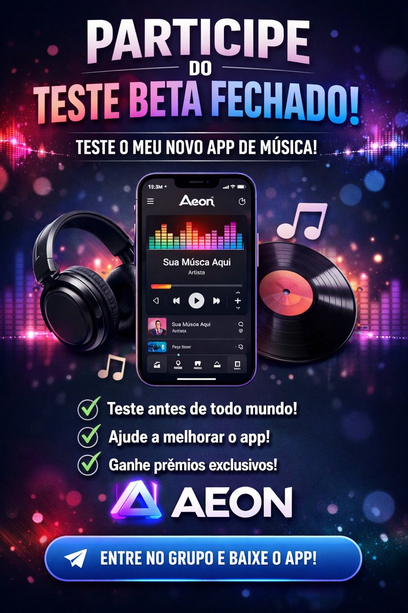 Matheryss's tweet photo. 🚀 Teste o Aeon, novo app de música Android em beta fechado.
Acesso antecipado + melhorias reais.
👉 Entre: https://t.co/fAka31tmgw

#AppDeMusica #AndroidApp #BetaTest #PlayConsole #Startup #IndieDev #Tecnologia #Aeon #Apps #Lançamento https://t.co/1sW0OPZCjb