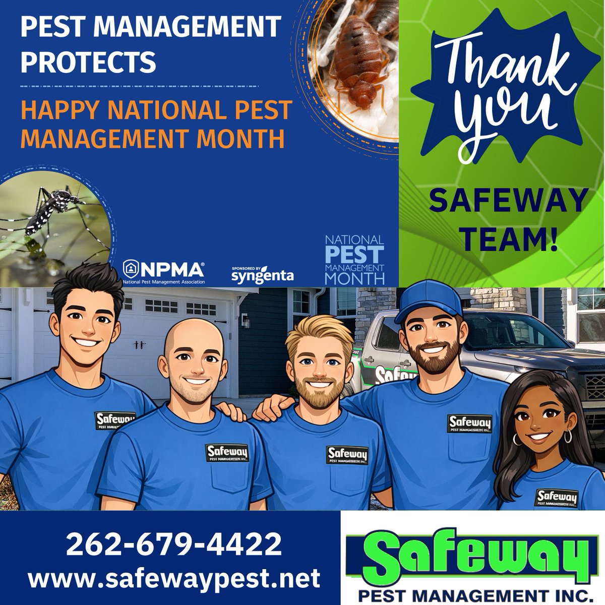 From early mornings to challenging jobs, our team shows up every day to make a real difference. This #NPMM2026, we celebrate every single person who makes our work possible. Every day counts — and so does every one of you. #PestManagementProtects #TeamSafeway