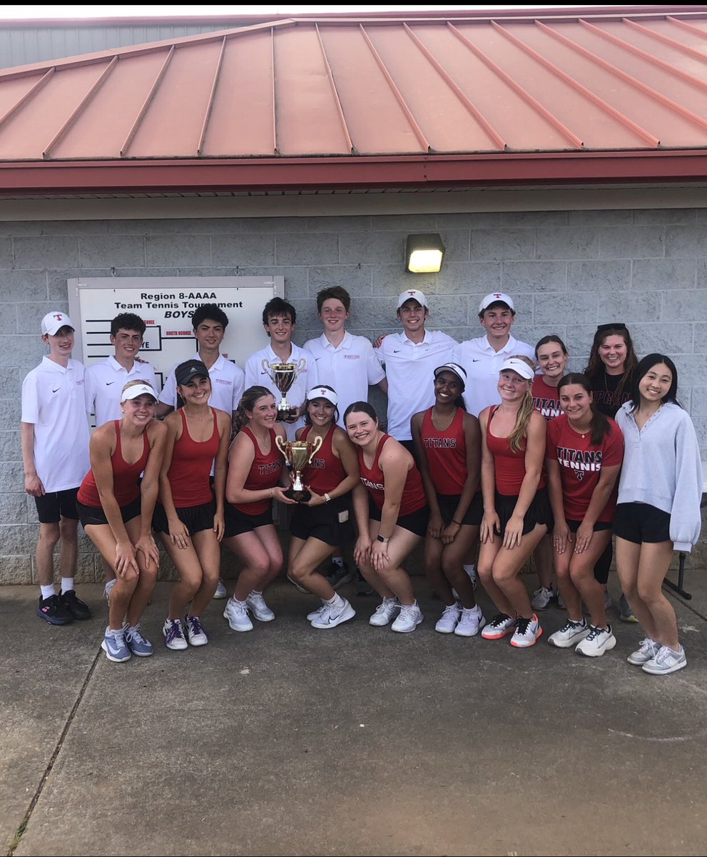 Northoconeeath's tweet photo. Boys and girls tennis are 8-AAAA region champions! Both teams will start the state playoffs on April 23. GO TITANS! https://t.co/GhmTowpP09