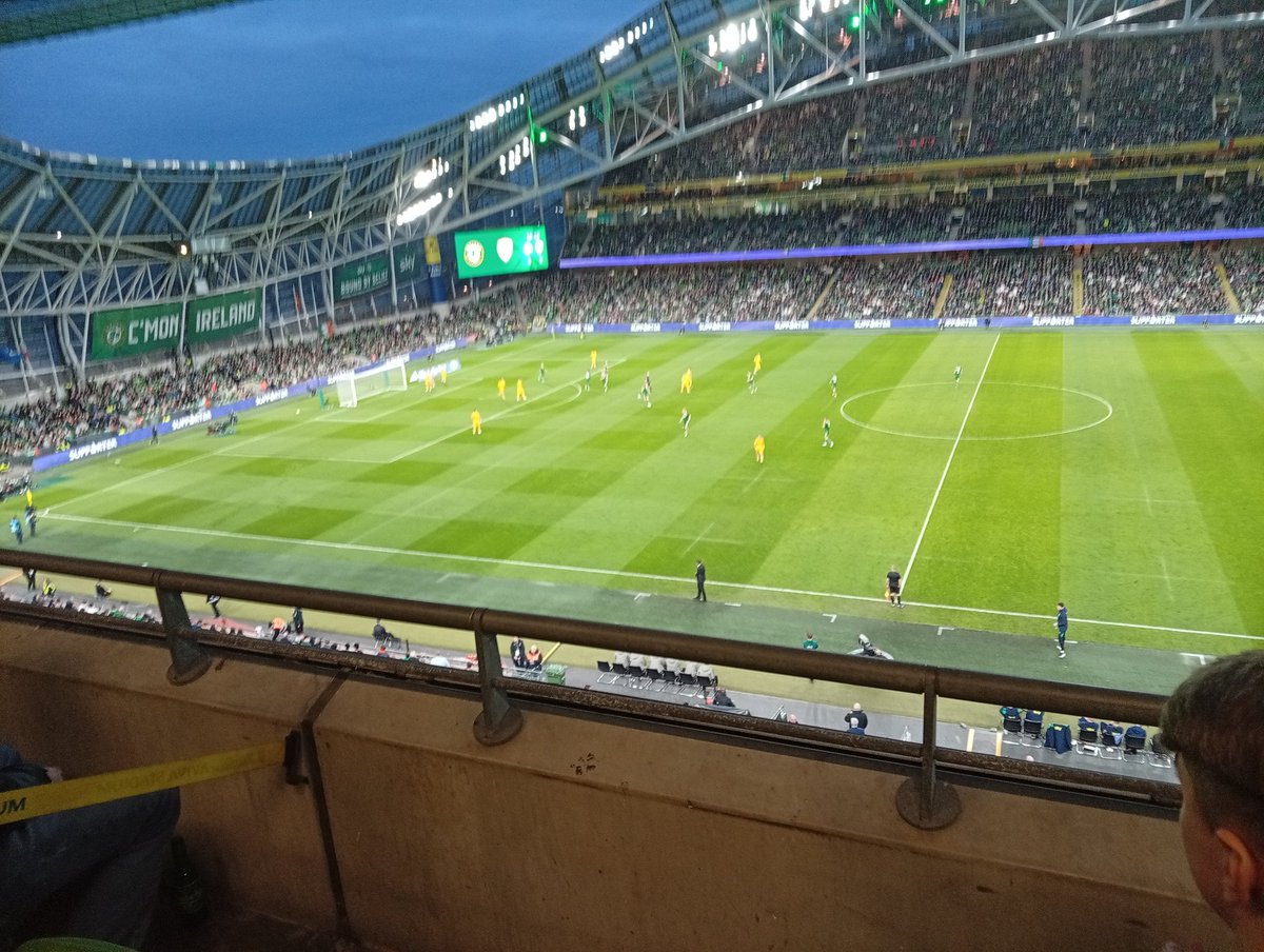 AMLaCassePhoto's tweet photo. Had such a good night lads the phone didn't leave my pocket. I can't thank @SkyIreland enough. 
Was the only pic I managed, and our view of the pitch.
#COYBIG https://t.co/LFjtCpvA1K