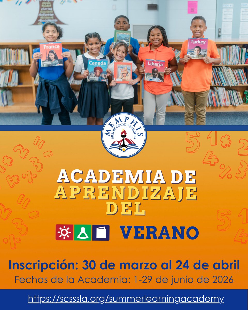 MSCSK12's tweet image. Registration for the 2026 Summer Learning Academy is OPEN until April 24! Join us for four weeks of reading, math, and fun for rising K-9 students!

🔗 To learn more, visit scsssla.org/summerlearning….

#MSCS #SummerLearning