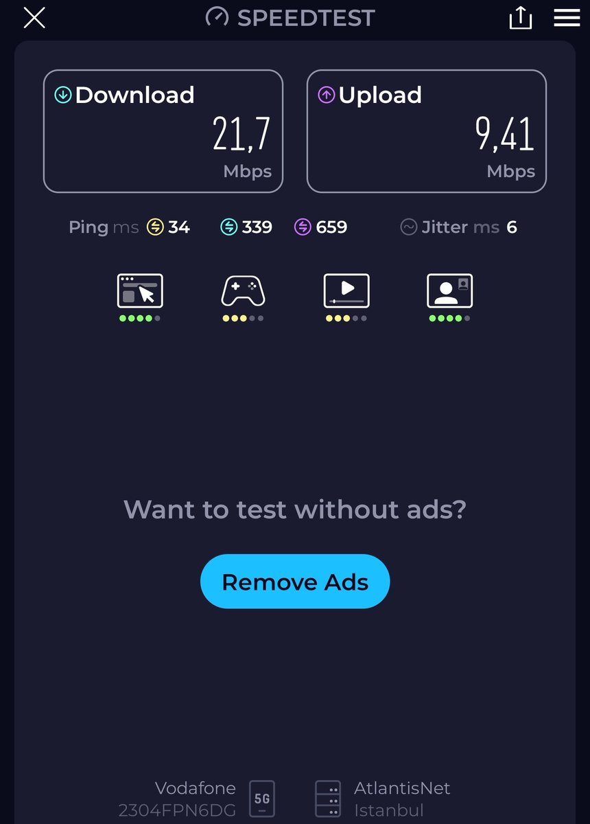 Value_Walk's tweet image. @VodafoneTR Güya #5G'ye geçtiler. Böyle rezil bir #internet hızı Mozambik'in yerel kabilelerinde bile yoktur. #4,5G i̇ken şehir merkezinde bile 15-19 #Mbit #hızı geçemeyen #Vodafone 5G'de de 22 Mbit ile rezilliğe devam ediyor!

#Vodafone #5GTürkiye #5Gİletişim #5G