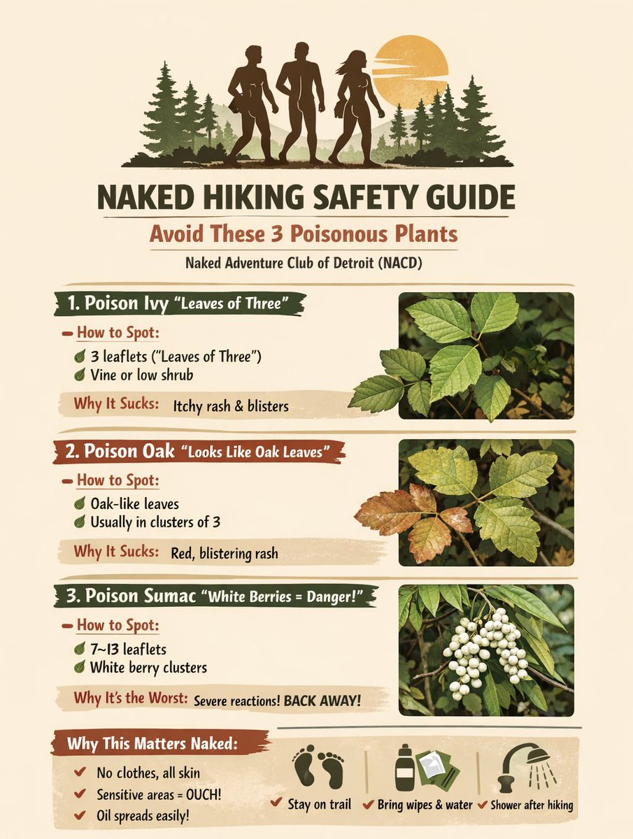 Getting that springtime itch for some naked hiking? Here’s a guide to avoid ACTUAL itches this hiking season. #nakedhiking #freehiking #getNACD #DoFunShitNaked #poisonivy