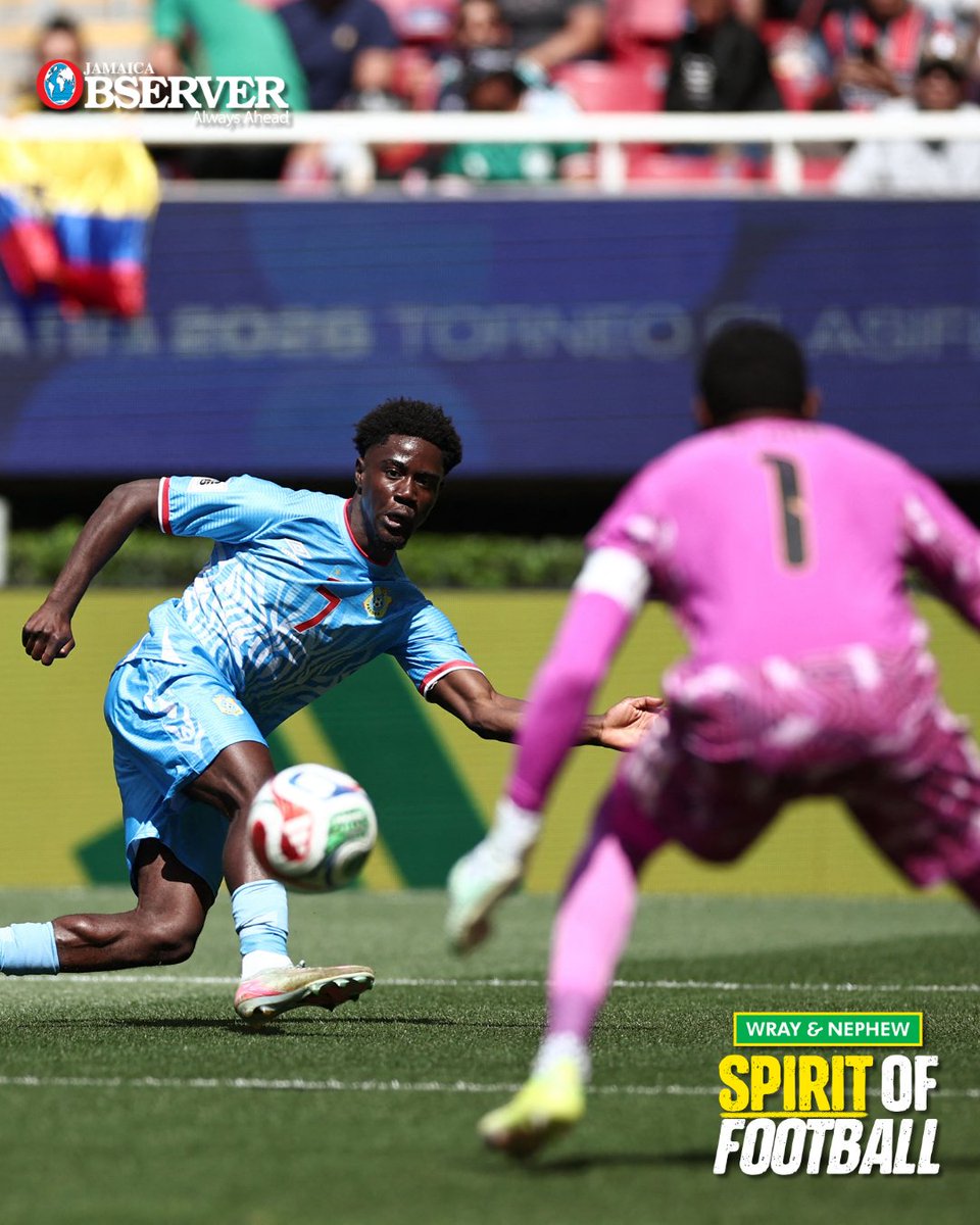 JamaicaObserver's tweet photo. Deadlock at half-time 🇯🇲⚔️🇨🇩

The Reggae Boyz continue to dig deep in a tense encounter with DR Congo.

The next 45 minutes could decide everything.

[📸:ULISES RUIZ / AFP]
#ReggaeBoyz #JamaicaObserver #JamaicaFootball #JFF #WorldCupQualifiers #WrayRum https://t.co/A4pVVA8oEj