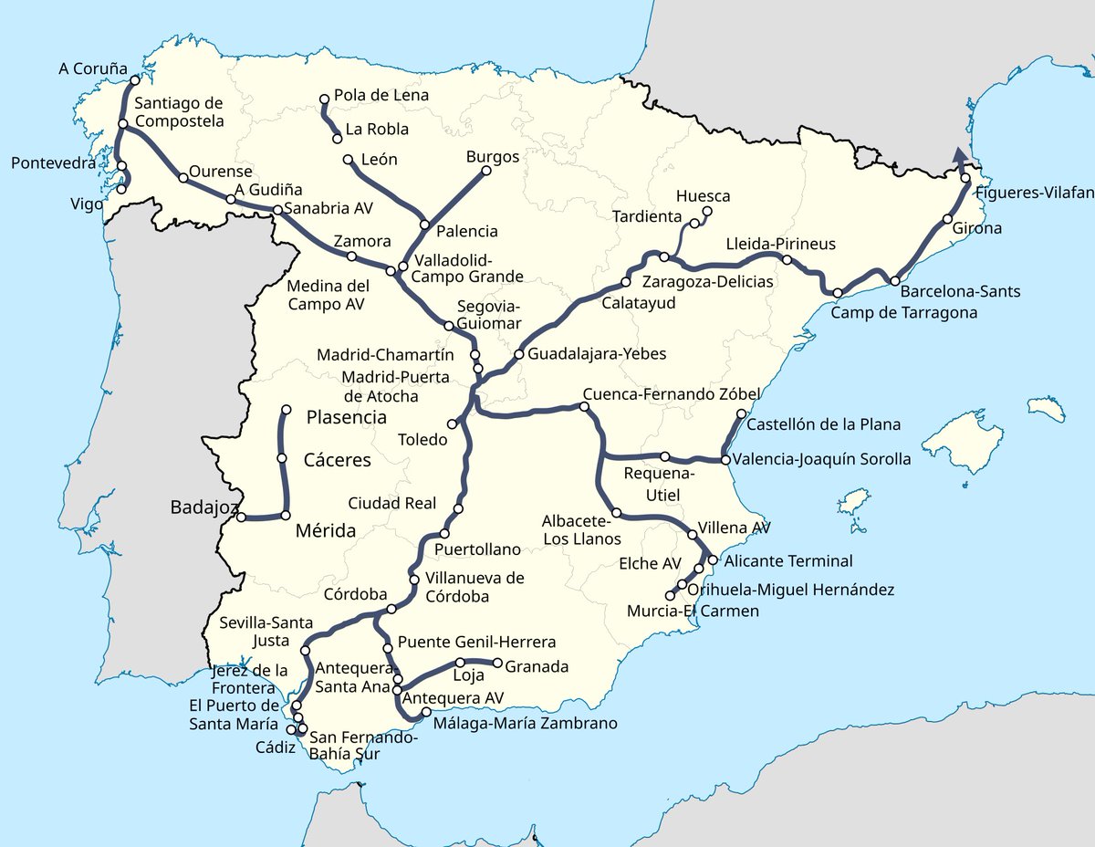 JaHp28's tweet photo. @JacquesSavoie @sarobertsonca Spain, with the same population as us and the size of Newfoundland and Labrador has a very broad high speed rail network. If they can, why can’t we? https://t.co/HTBJrIAYI4