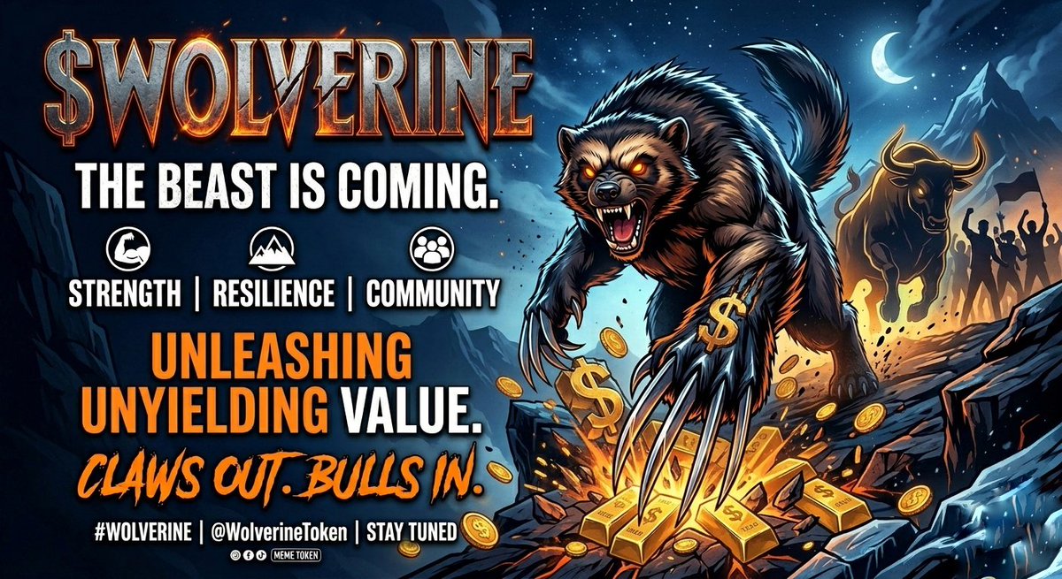 WOLVERINEbsc's tweet photo. 🐺 Introducing $WOLVERINE

A meme token built on strength, resilience, and community.

No fear. No limits. Just relentless growth.

The beast is coming.
Claws Out. Bulls In.

Stay tuned.

#WOLVERINE #MemeCoin #Bullish https://t.co/WJFYnZmucW