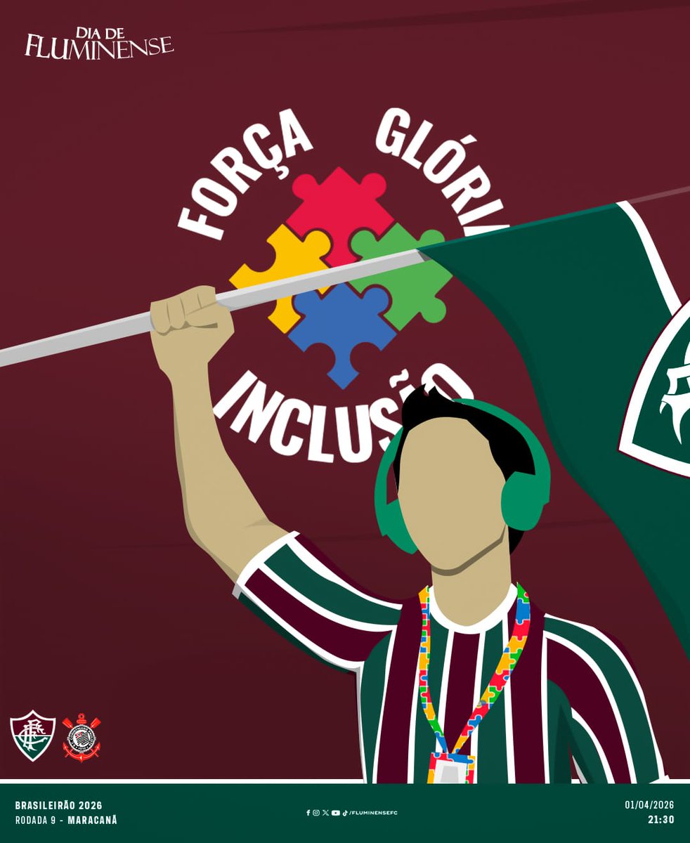 🎵 ETERNO CAMPEÃO
PRA SEMPRE VOU TE AMAR 🎵

O MÊS COMEÇA COM FLUMINENSE EM CAMPO! É #DIADEFLU NO MARAAACAAA! VAMOS VENCER, NEEENSE! 🇭🇺🇭🇺

#𝗔𝗯𝗿𝗶𝗹𝗔𝘇𝘂𝗹 • 𝗠𝗲𝘀 𝗱𝗮 𝗖𝗼𝗻𝘀𝗰𝗶𝗲𝗻𝘁𝗶𝘇𝗮çã𝗼 𝘀𝗼𝗯𝗿𝗲 𝗼 𝗔𝘂𝘁𝗶𝘀𝗺𝗼 •