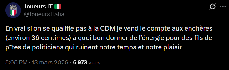 RITALDETERR's tweet photo. @JoueursItalia 36 centimes et un psychiatre pour le futur acheteur car il va vite tomber en dépression https://t.co/FUUfkWaCzc