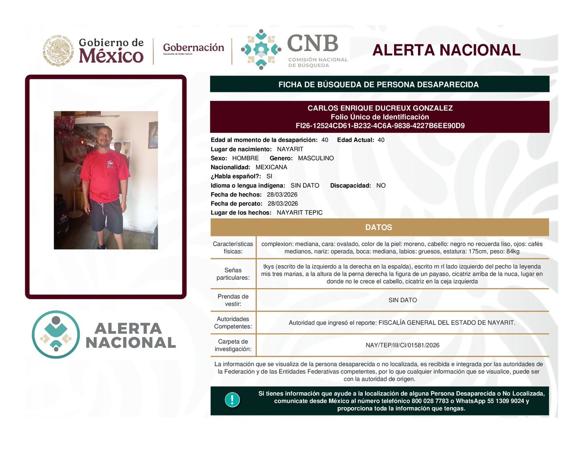Busqueda_MX's tweet photo. AlertaNacional de Búsqueda  ⚠️
Solicitamos apoyo para localizar a las siguientes personas. 
Si tienes información comunícate.
Desde México: 800 028 77 83
WhatsApp 55 1309 9024
Desde otro país: 182 52 62 31 09 
#Michoacán #Guanajuato #Nayarit https://t.co/o3qmysRDw4
