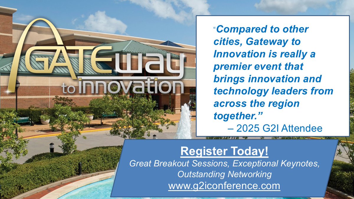 In about two weeks, the region’s technology leaders gather.  Gateway to Innovationi is April 16, 2026 at the St. Charles Convention Center. Be part of it: g2iconference.com

#G2I2026 #STLTech #Leadership #Innovation