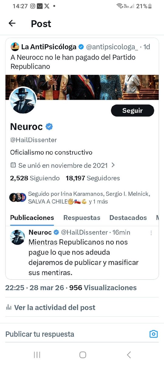 <a href="/Dn_Michi/">Cristian</a> <a href="/Clau68724430/">Free Palestine</a> <a href="/eldesconcierto/">El Desconcierto</a> <a href="/PresidenteKast/">José Antonio Kast Rist</a> <a href="/Contraloriacl/">Contraloría</a>