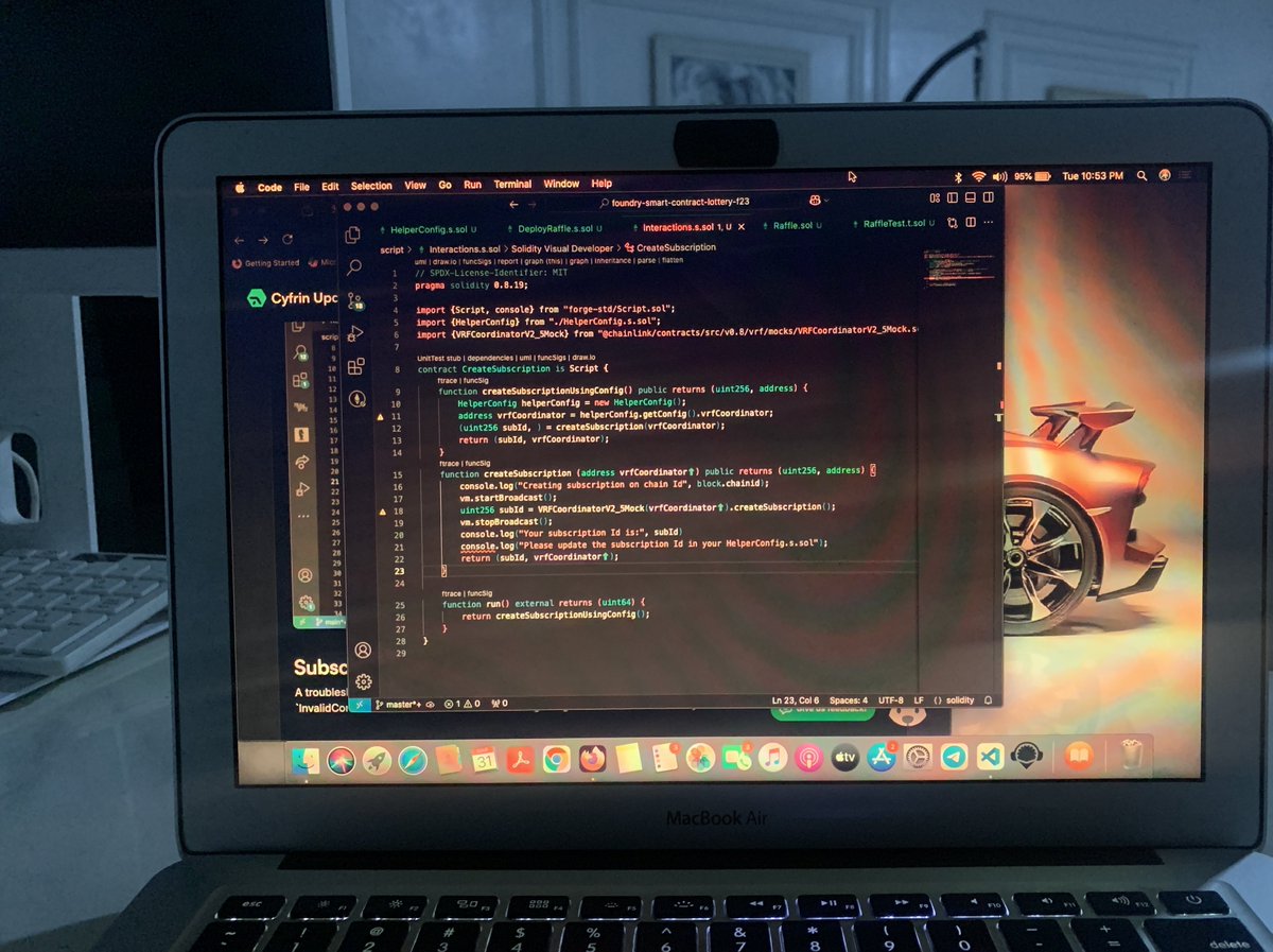 The major highlight of my day today was troubleshooting, debugging and fixing the VRF InvalidConsumer Errors in Foundry.

I learned it is a common and well-known error when integrating Chainlink VRF in Foundry tests.

Though I've not fully mastered it but I'm getting ahabg of it.