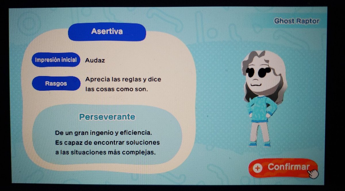 He creado a la creatura en el tomodachi y se me reveló con la personalidad