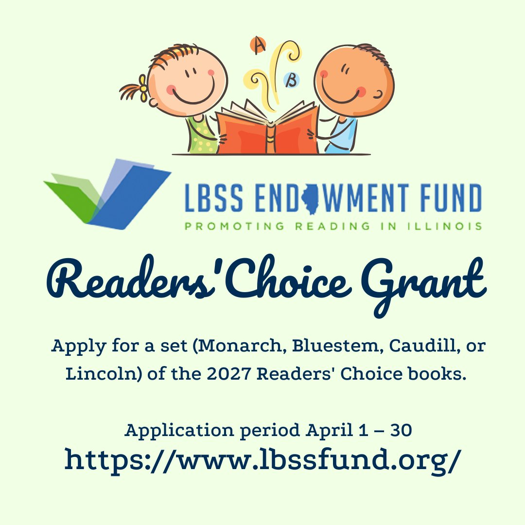 AISLEd_org's tweet photo. LBSS is accepting applications for the 2027 Readers’ Choice Award Grant. Go to https://t.co/5DR9GixsRz to learn more and to apply. Applications are due on April 30th. @monarchaward @bluestemaward @RCYRBA @LincolnAward #AISLEd #LBSSEndowment https://t.co/H29dtrlAtm