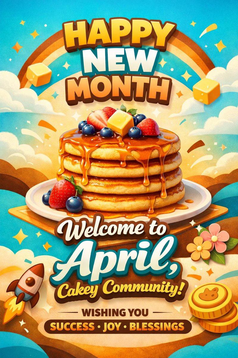TokenCakey's tweet photo. 🎉🥞 Happy New Month, Cakey Community! 🥞🎉

Welcome to April — a fresh start, new energy, and bigger opportunities for us all! 🚀✨

Goals for April:
👉 5M Market Cap
👉 10,000 Holders

With unity, consistency, and that unstoppable Cakey spirit, we can make it happen! 💪🔥

Let’s keep spreading the word, supporting each other, and building something truly amazing. 
APRIL IS OUR MONTH, let’s dominate it! 🌟💛

Wishing everyone success, growth, and massive wins this month. Let’s go, Cakey fam! 🚀🥞
#HappyNewMonthfamz #AprilFools_ #crypto #AI