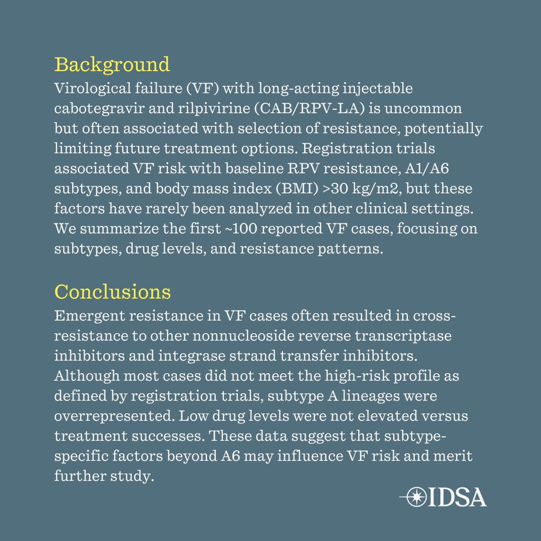 CIDJournal's tweet photo. Virological Failure on Long-Acting Injectable Cabotegravir and Rilpivirine: An Analysis of Subtypes, Drug Levels, Resistance, and Therapeutic Implications

✅ Just Accepted
🔗 https://t.co/H5jMvCT1D3 https://t.co/RPbvjBnARk