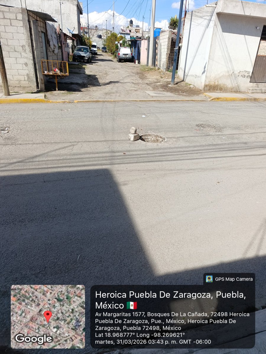 0860Leonel's tweet photo. Pedimos apoyo para reparar la tapa de una joya o pozo de visita en la col. Bosques de la cañada en calle margaritas entre 17 y 15 sur en la Cd. De Puebla, esquina con 2do andador margaritas https://t.co/TAkfQuVNKS
