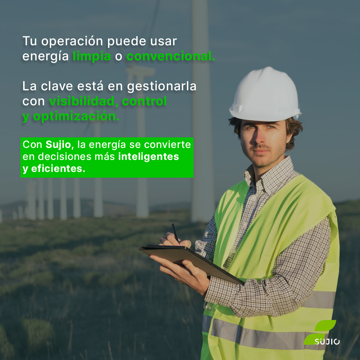 SUJIOMX's tweet photo. Energía limpia o convencional, ambas pueden llevar tu operación más lejos cuando se gestionan de forma inteligente.

Con Sujio, ese potencial se convierte en eficiencia real. https://t.co/XElAc3DJhI